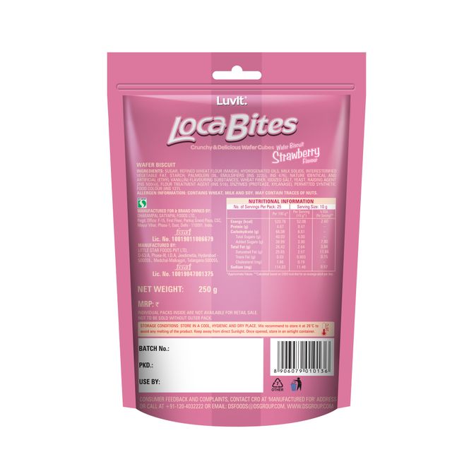 Luvit Loca Bites Strawberry Wafer Cubes
