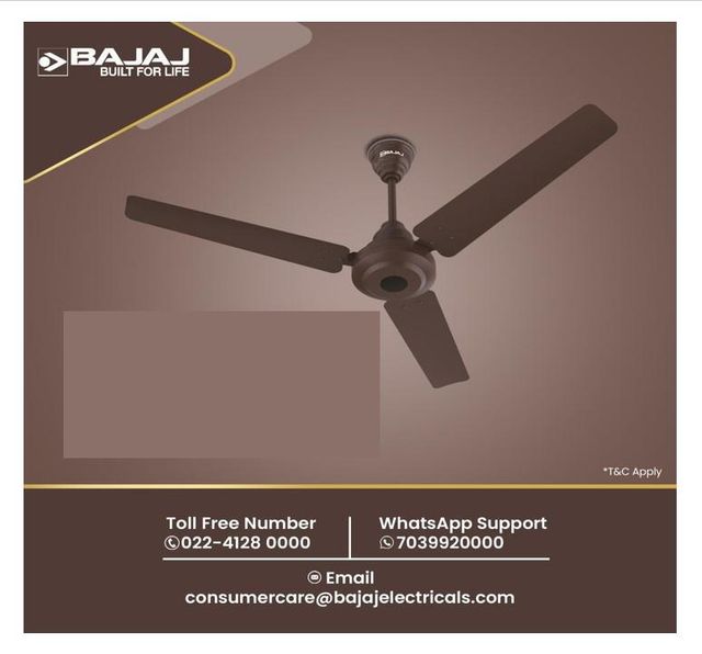 Bajaj Energos 12DC5R Silent BLDC Ceiling Fan, 1200mm, Remote Control, 5-Stars Rated, Red