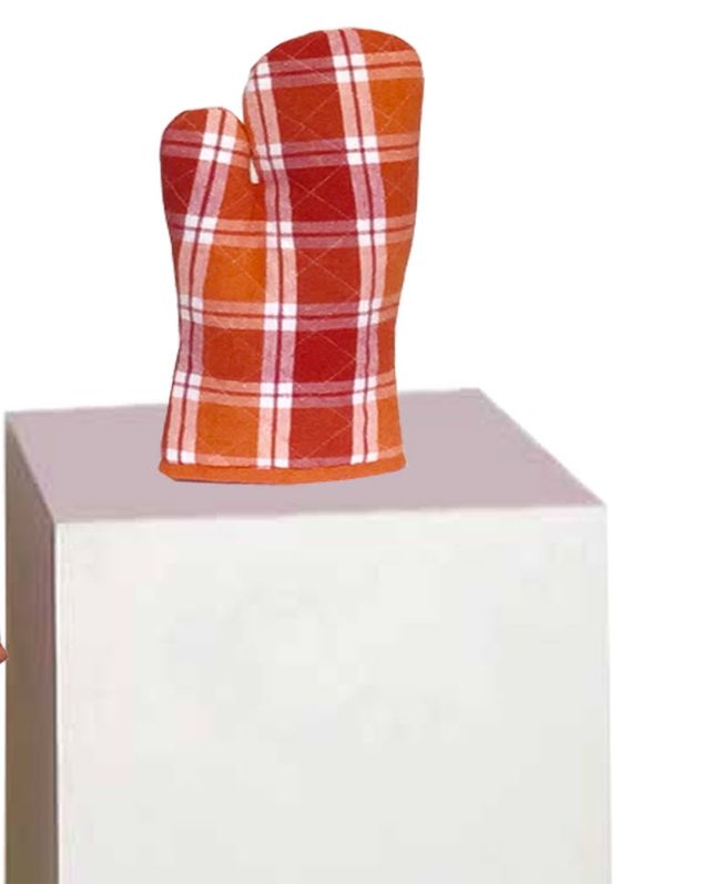 Lushomes Cooking Apron and Oven Glove Set - Red and Orange | Glove 17 x 32 cm | Apron 60 x 80 cm