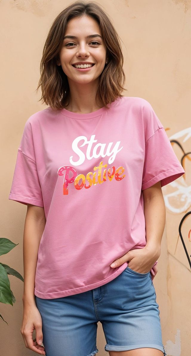 Smartees Women's Oversize Printed T-shirt | WW - 2034 | Pink - S