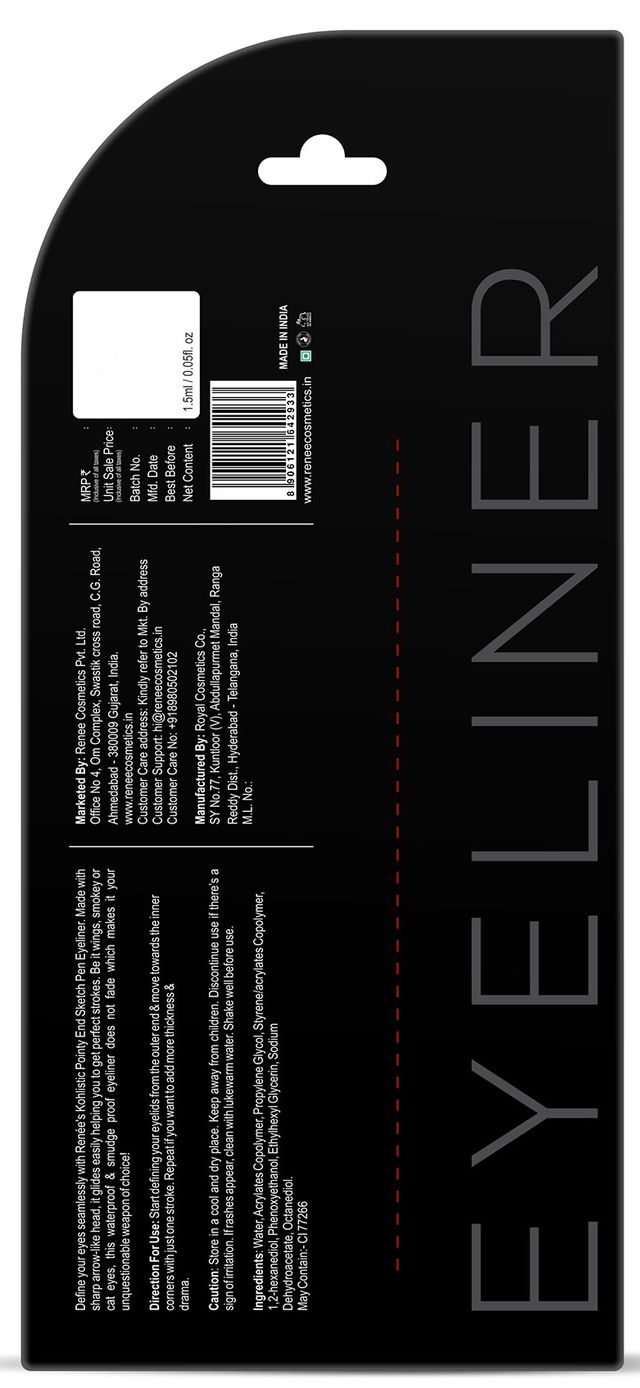 Renee Pointy End Sketchpen Eyeliner - Black | Waterproof