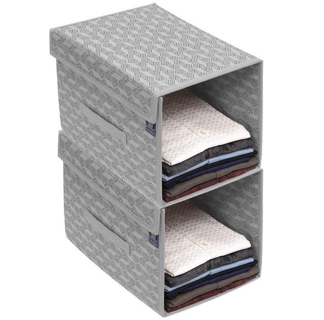 Homestrap Set Of 2 Clothes Stacker With Lid For Wardrobe