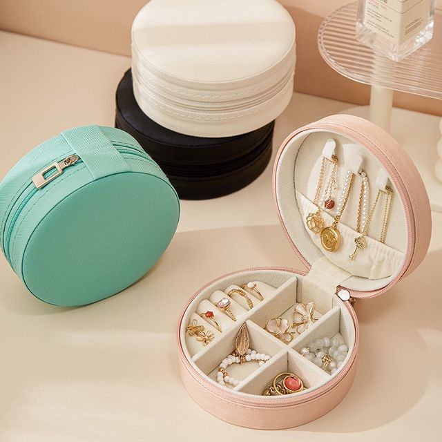 Just Lil Things Round Travel Jewelry Organizer For Rings, Earrings, Small Accessories | Jltjk0032