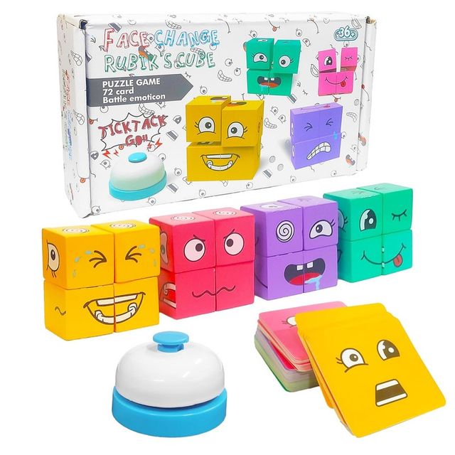 Fablue Face Changing Cube Building Blocks Puzzle Toy - Educational Board Game Toy For Kids