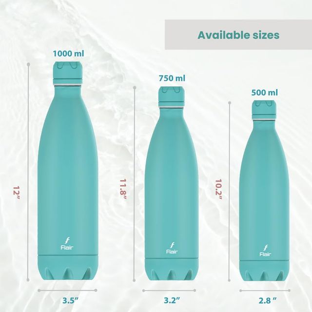 Flair Pastel Blue Double Wall Vacuum Insulated Stainless Steel Flask, 1000 Ml