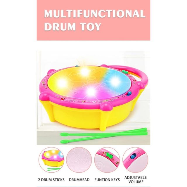 Fablue 3D Flash Drum Toy For Kids With Flash Light And Music Effects - Musical Instrument Toy