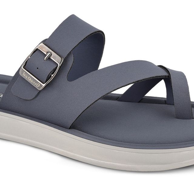 Walkaroo Women's Daily Wear Comfort Sandals - WL7573 Teal Blue | UK5