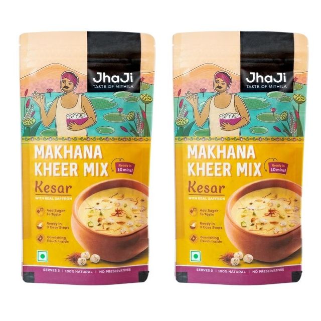 JhaJi Taste of Mithila Instant Makhana Kheer Mix Kesar Flavor