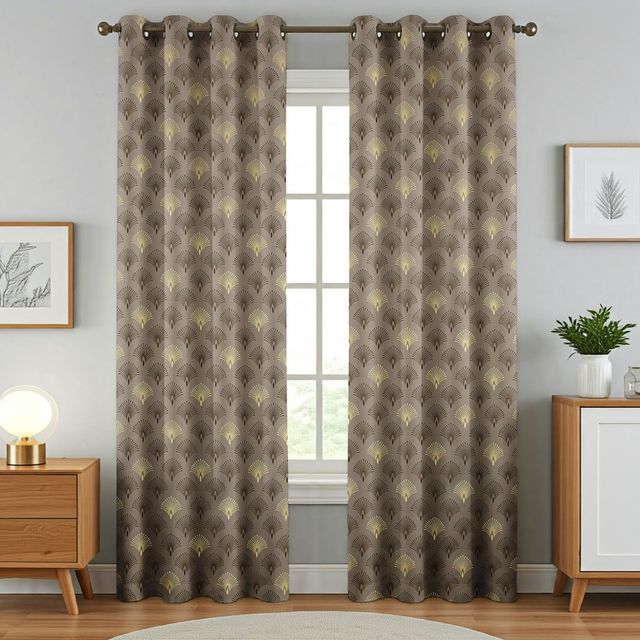 Florida Mimosa 9 Feet Blackout Curtains for Living Room Bedroom Balcony Brown