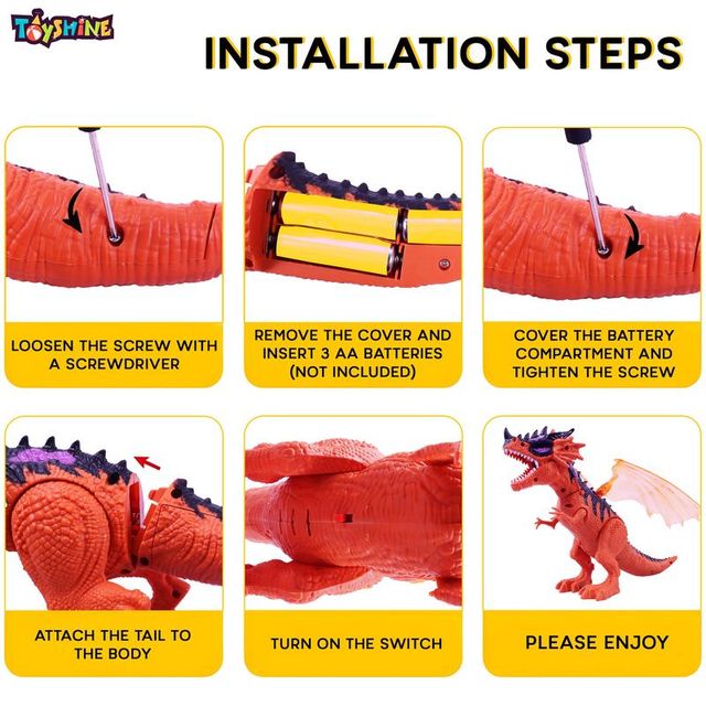 Toyshine Remote Control Walking Dinosaur T-Rex With Water Mist Spray Function Moving Wings