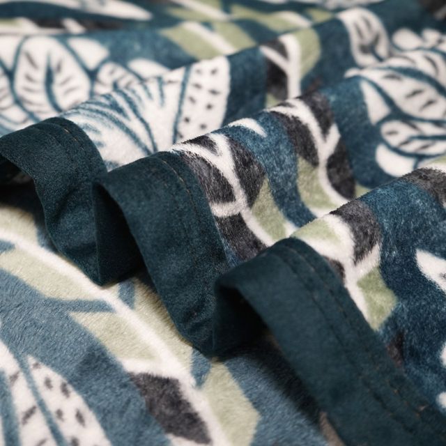 Florida Hazel Fleece Double Bed Blanket | Super Soft Flannel Fuzzy | Navy