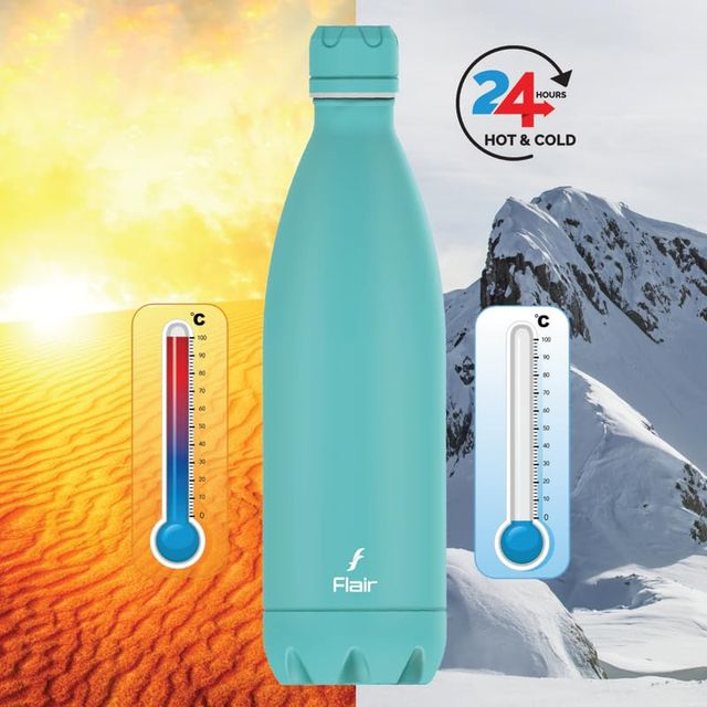 Flair Pastel Blue Double Wall Vacuum Insulated Stainless Steel Flask, 1000 Ml