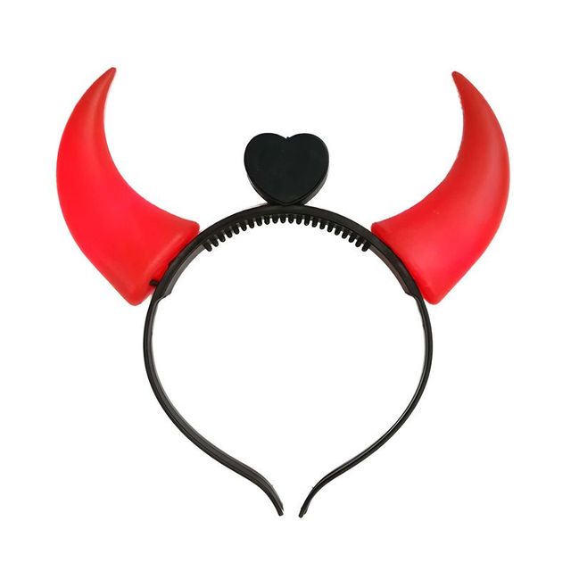 Toyshine Led Devil Horn Headband Light Up Devil Horns Hair Band Head Boppers For Halloween Costume