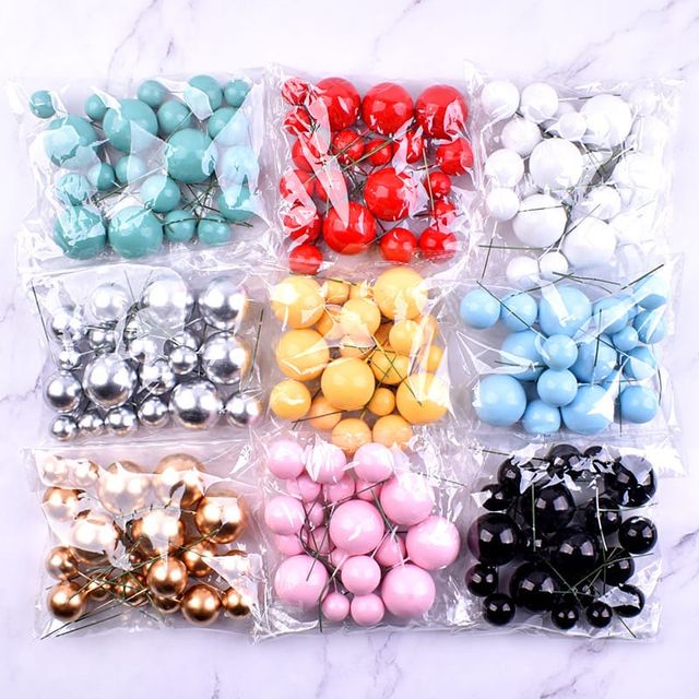 Chrome Faux Balls Topper For Cake Decoration (Colour May Vary)