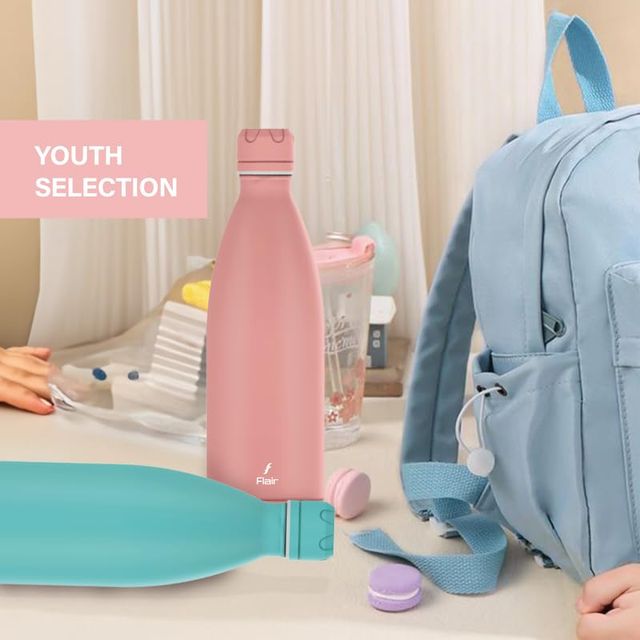 Flair Pastel Blue Double Wall Vacuum Insulated Stainless Steel Flask, 1000 Ml