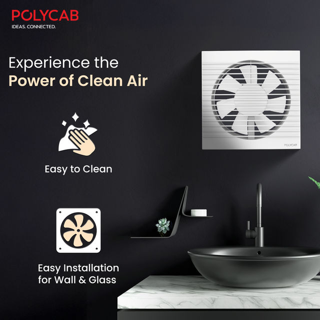 Polycab Freshner Axial Air Exhaust fan, 150mm, High Speed,Noiseless, 100% Copper Winding, White