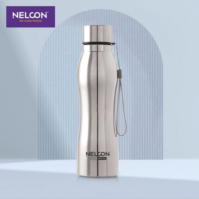 Nelcon Hexa Stainless Steel Water Bottle | 1000 ml | Spill-Proof | Easy To Grip | Fridge-Gym-Car