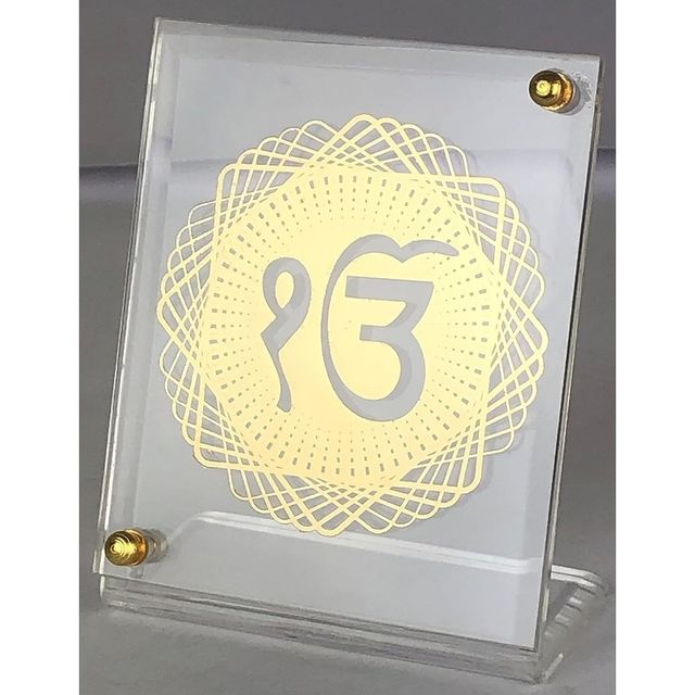 Riderevamp Gold Plated Ek Onkar Photo Frame for Car Dashboard