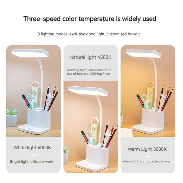 Desidiya 3-Color Rechargeable Rectangular Led Desk Lamp