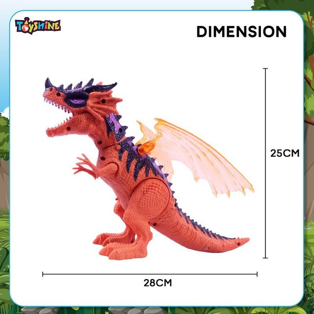 Toyshine Remote Control Walking Dinosaur T-Rex With Water Mist Spray Function Moving Wings