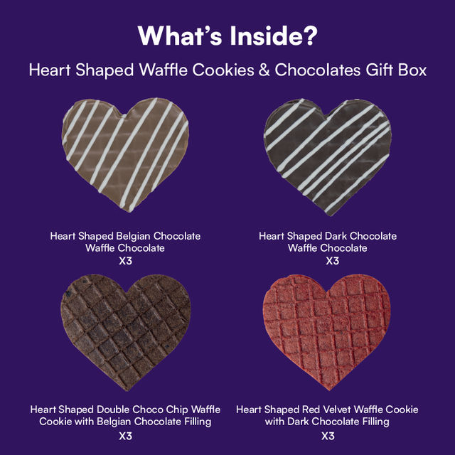 Nova Nova Heart Shaped Waffle Cookies & Chocolates Gift Box - Valentine's Day Special