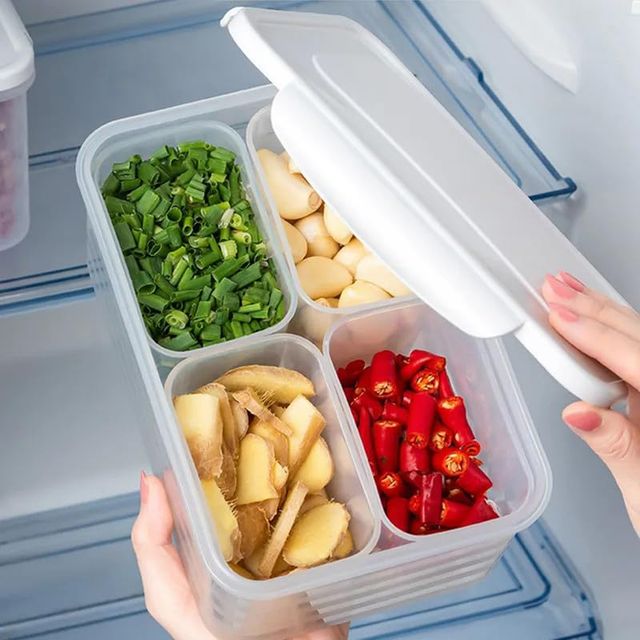 New Dawn 4 Section Storage Container Fridge Storage Boxes Food Storage Containers Lids Airtight