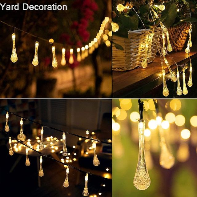 Desidiya Led Water Drop String Light - Warm White Delicate Raindrop Design For A Soothing Glow