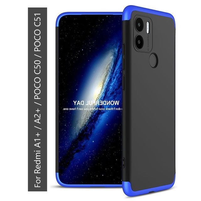 Kwine Case Redmi A1 Plus / A2 Plus / Poco C50 / Poco C51 Back Cover - 360 Degree Case - Blue Color