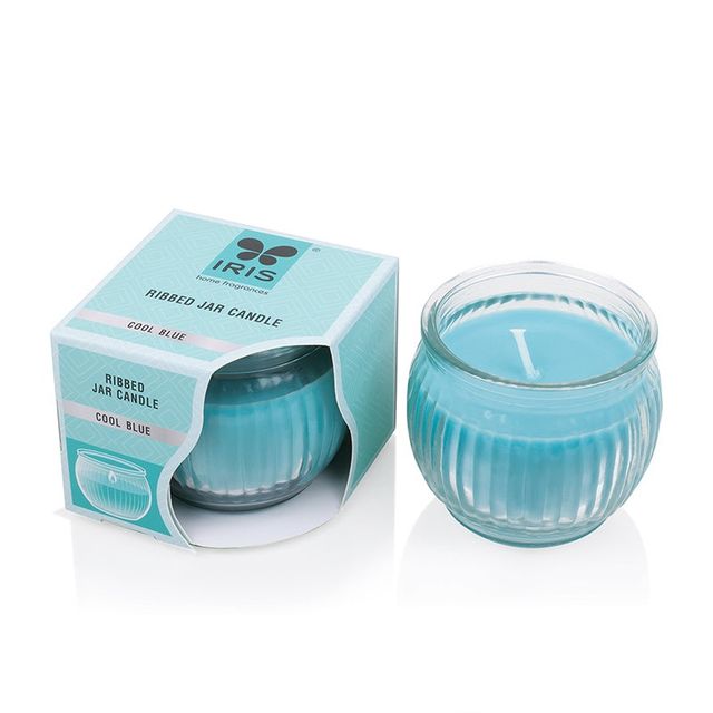 Iris Ribbed Jar Candle | Cool Blue