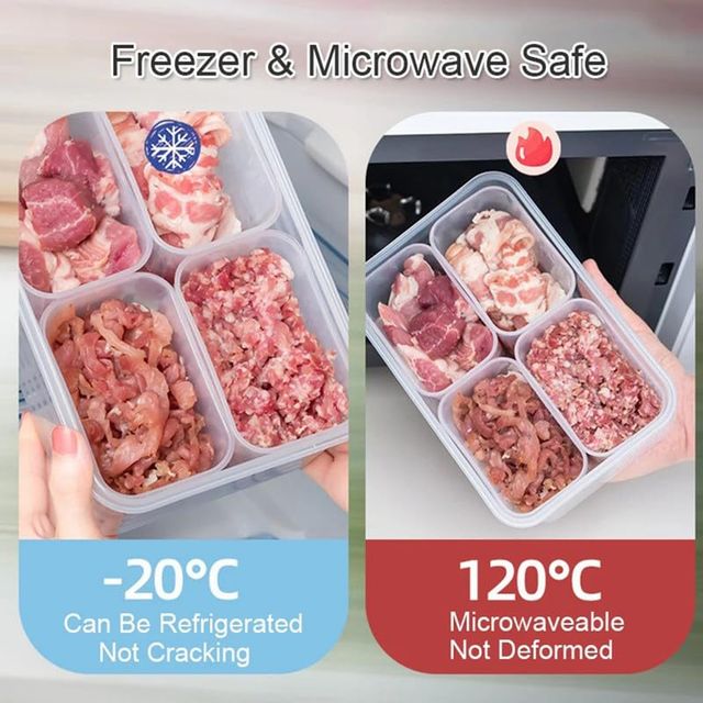New Dawn 4 Section Storage Container Fridge Storage Boxes Food Storage Containers Lids Airtight