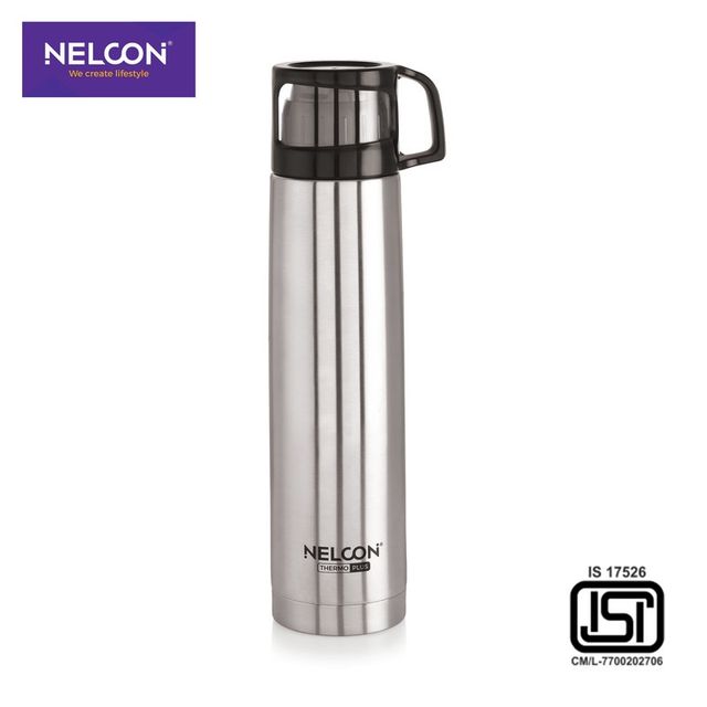 Nelcon Classy Flask 500 ml | Vacuum Flask Water Bottle| ISI Certified | Sliver