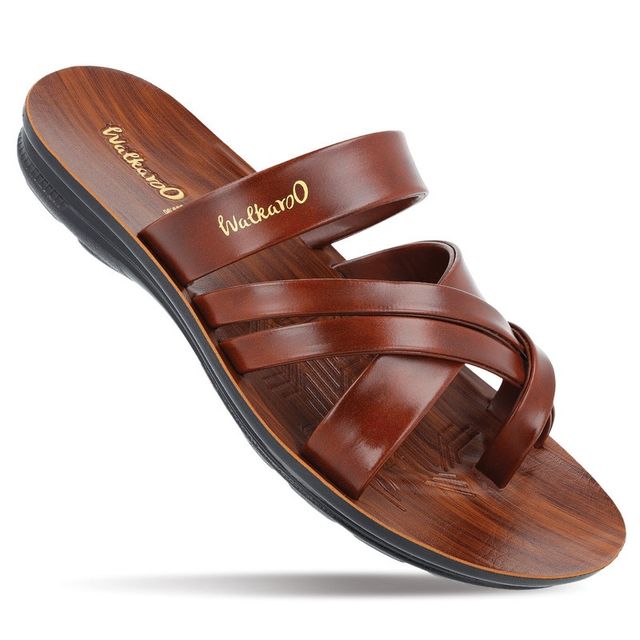 Walkaroo Men's Daily Wear Comfort Sandals - W5687 Dark Brown | UK11