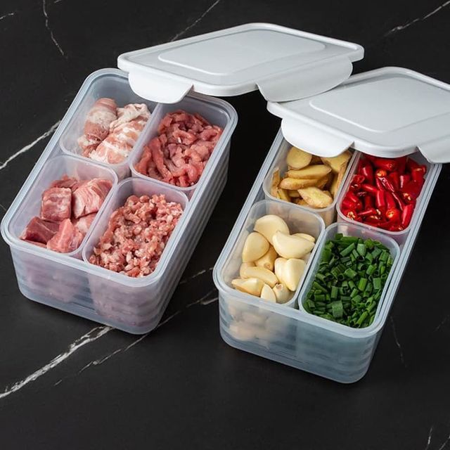 New Dawn 4 Section Storage Container Fridge Storage Boxes Food Storage Containers Lids Airtight
