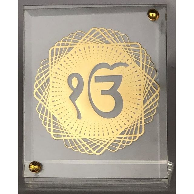 Riderevamp Gold Plated Ek Onkar Photo Frame for Car Dashboard