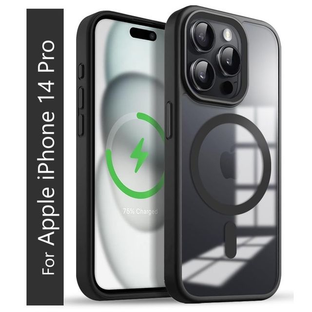 Kwine Case Apple iPhone 14 Pro Back Cover - Magsafe Case - Black
