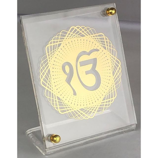 Riderevamp Gold Plated Ek Onkar Photo Frame for Car Dashboard