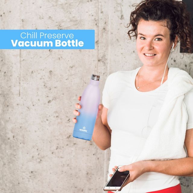 Speedex Milo Vacuum Insulated 24 Hrs Hot & Cold Thermosteel Water Bottle |1000 ml | Dual Pink Blue