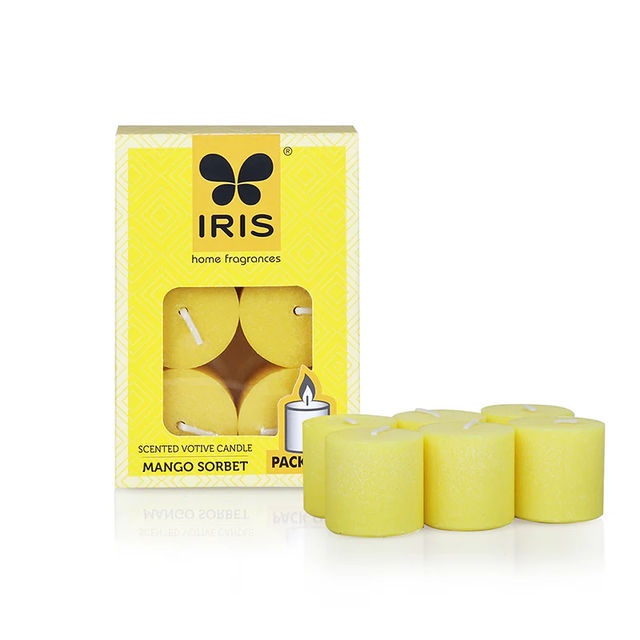 Iris Home Fragrance Mango Sorbet Scented Votive Candles Refill- Pack Of 6