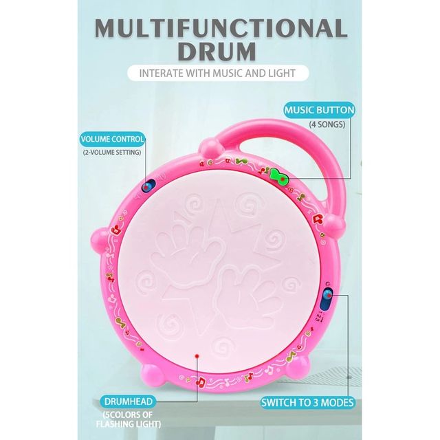 Fablue 3D Flash Drum Toy For Kids With Flash Light And Music Effects - Musical Instrument Toy