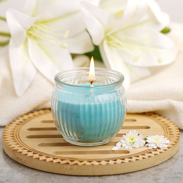 Iris Ribbed Jar Candle | Cool Blue