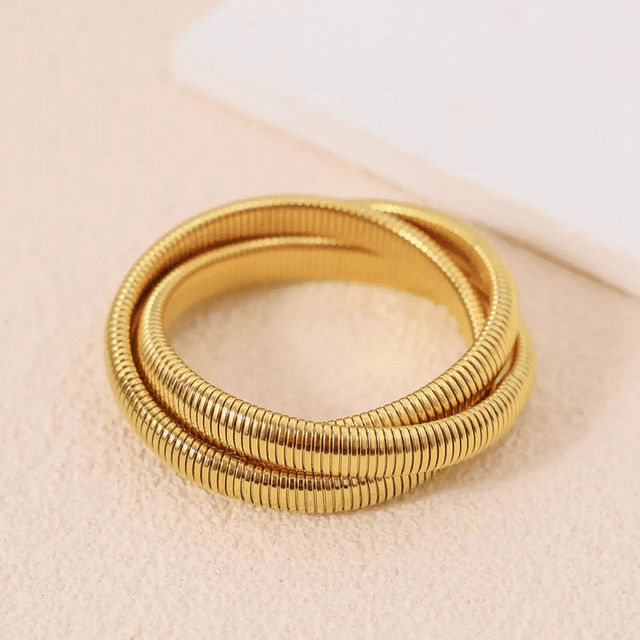 Designs & You Gold Plated Triple Layer Snake Chain Tangled Bracelet
