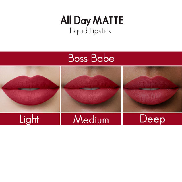 Nykaa All Day Matte Liquid Lipstick - Boss Babe Deep Red | Lightweight