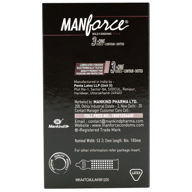 Manforce 3 in 1 Ribbed Contour Dotted Wild Chocolate Flavoured Condoms
