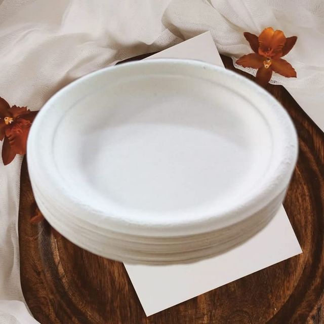 Vinay Trading Bio-Degradable Bagasse Plates - 7 Inches Round Plate
