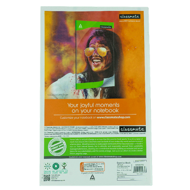 Classmate Longbook Unruled 314 x 194 160 Pages - Assorted