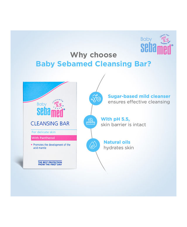 Sebamed Cleansing Bar pH 5.5 Baby Soap For Kids | White | 1 month - 6 years