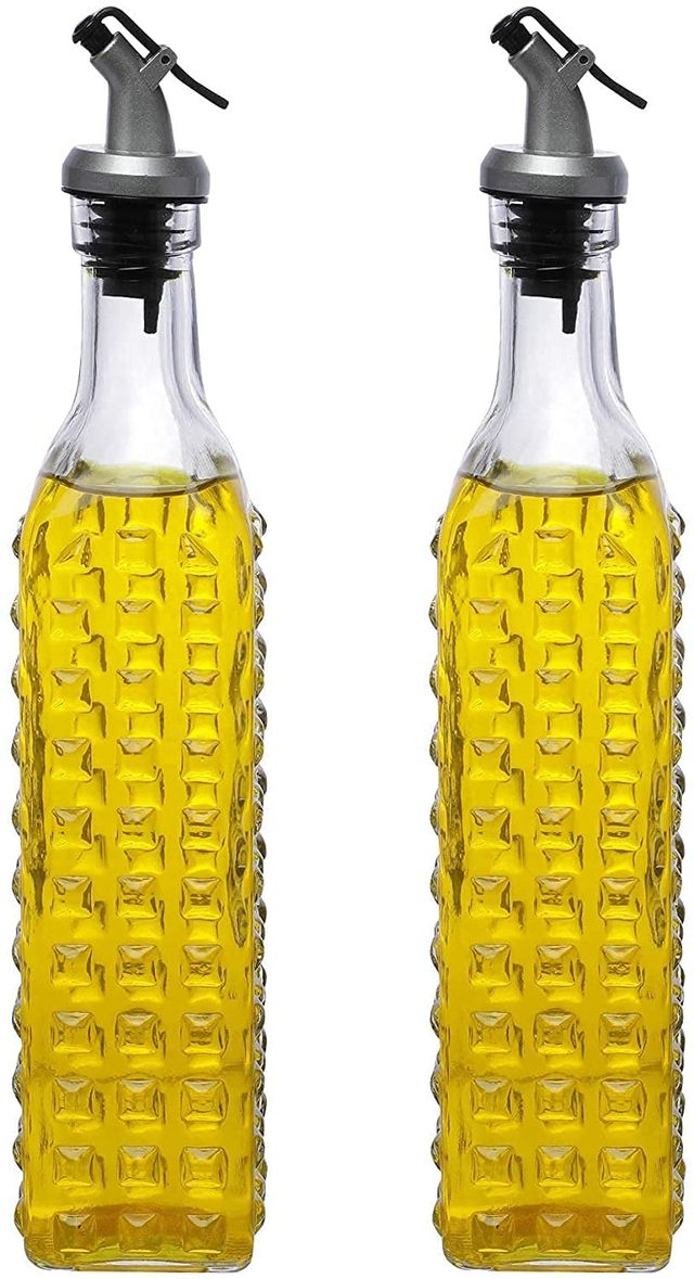 Cutting Edge 500 ml Glass Oil Pourer Dispenser For Kitchen - Oil & Vinegar Bottle | Set of 2