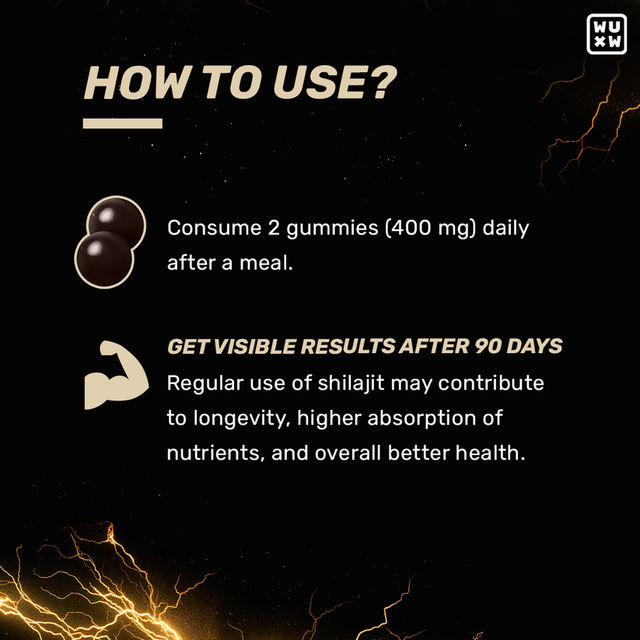 What's Up Wellness Shilajit Resin Gummies Resin With 24 Carat Gold Dust No Added Sugar - 30pcs