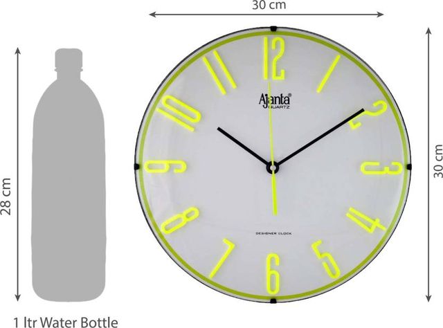 Ajanta Analog 30 cm x 30 cm Wall Clock | Green | With Glass | Standard