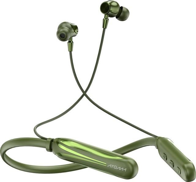 Aroma Nb119 Drive - 60 Hours Playback | Wireless Bluetooth Neckband | Dual Pairing | Olive Green
